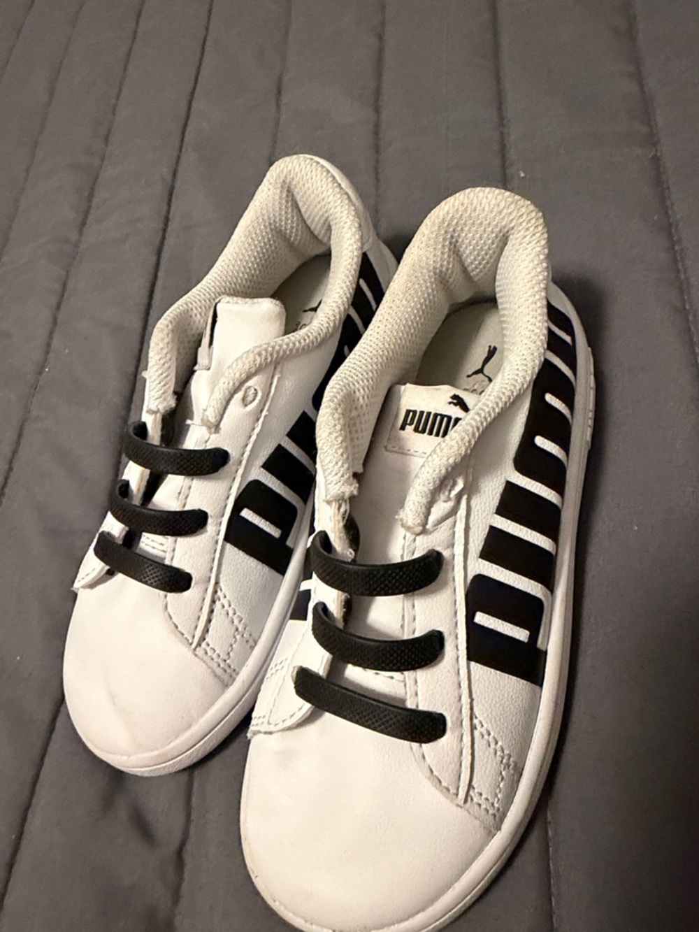 Puma Smash V2 Bold Toddler White and Black Low-Top Sneakers soft foam size 10c